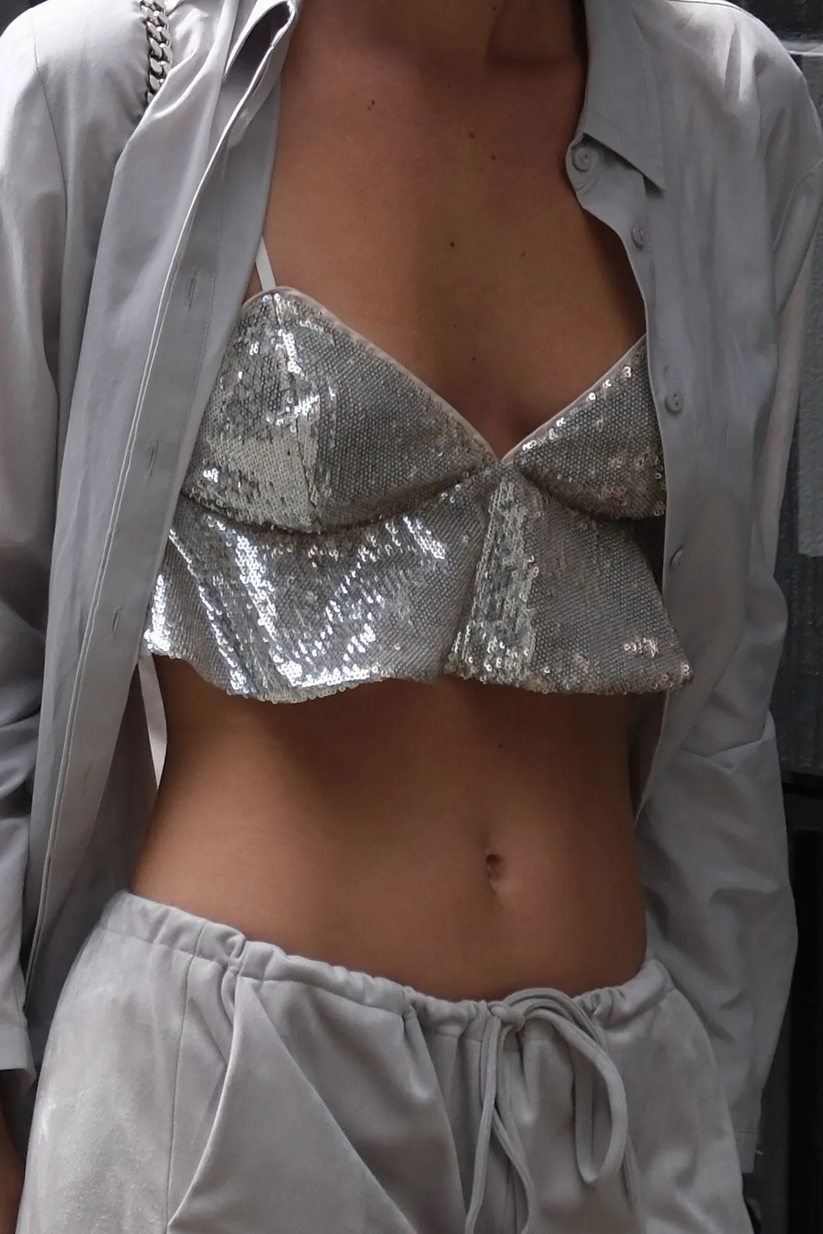 SEQUIN BRALETTE WHITE GOLD