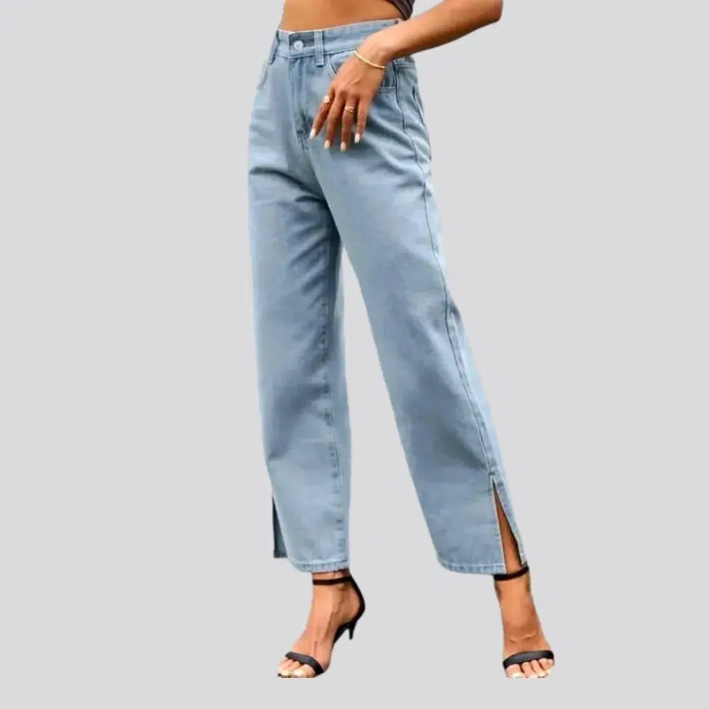 Street slit-hem jeans
 for ladies