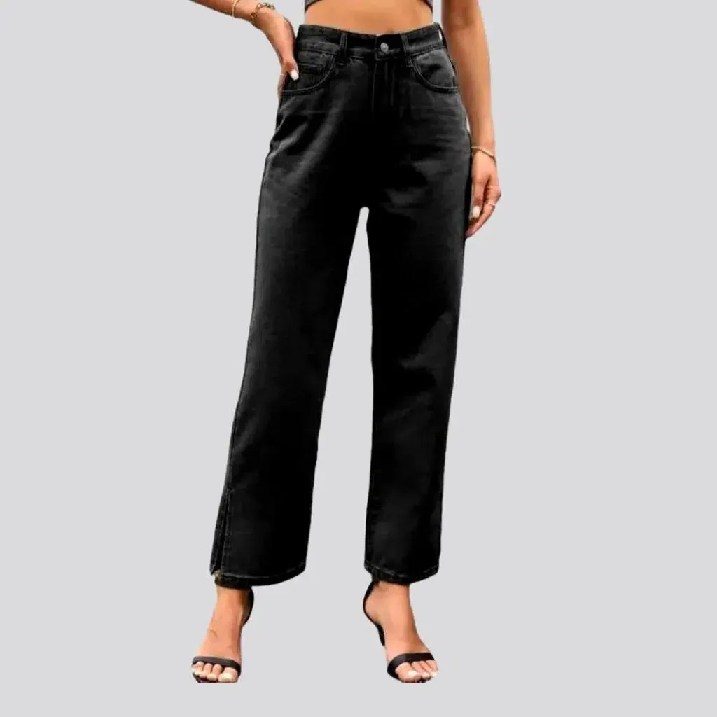 Street slit-hem jeans
 for ladies