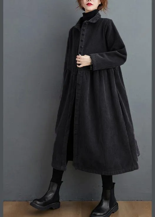 Style thick Cinched Fine trench coat black oversized coats