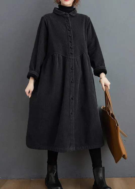 Style thick Cinched Fine trench coat black oversized coats