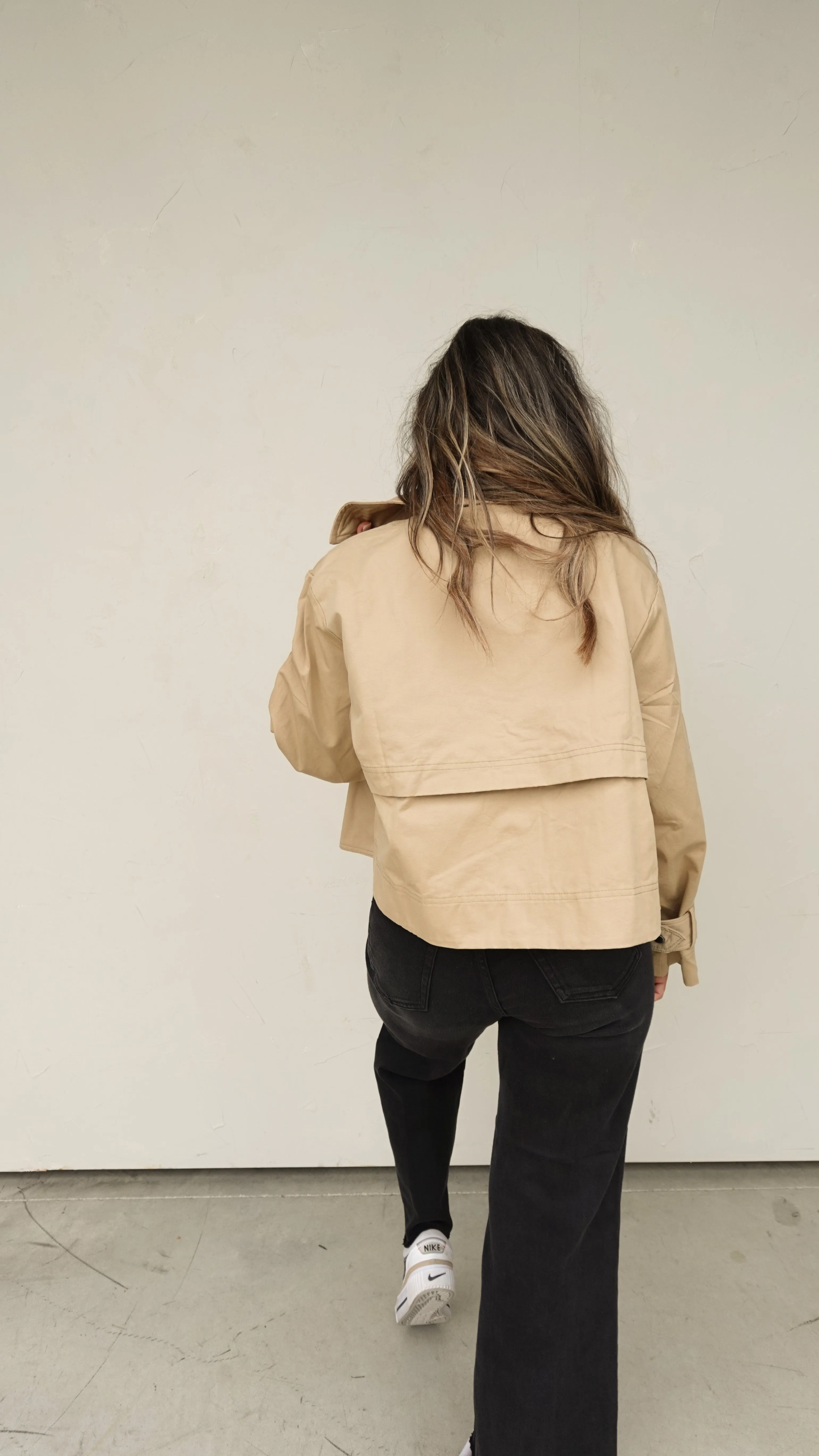 Taupe Trench-Style Lightweight Jacket