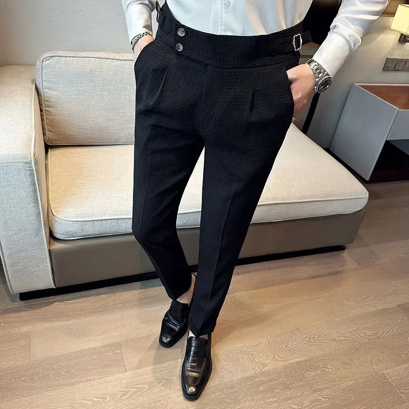 TEEK - Mens High Waisted Suit Pantalones