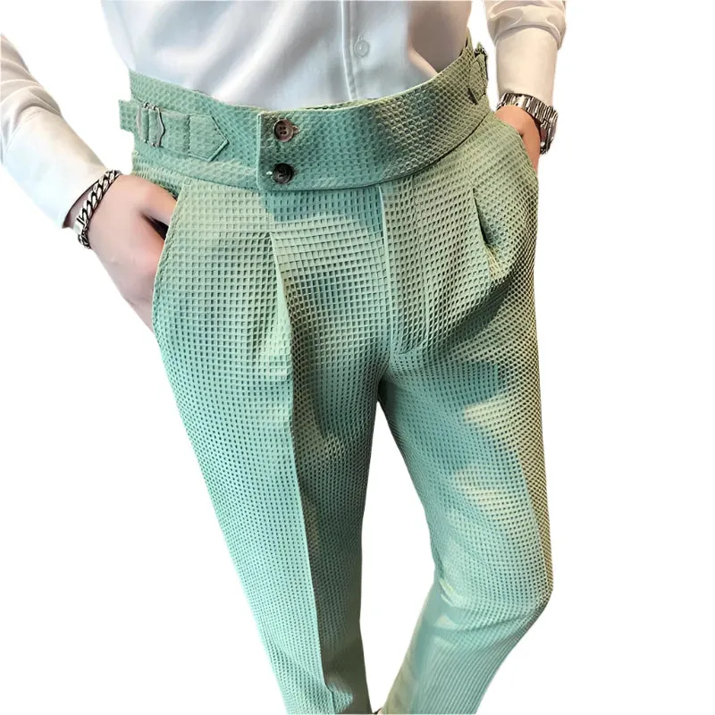 TEEK - Mens High Waisted Suit Pantalones