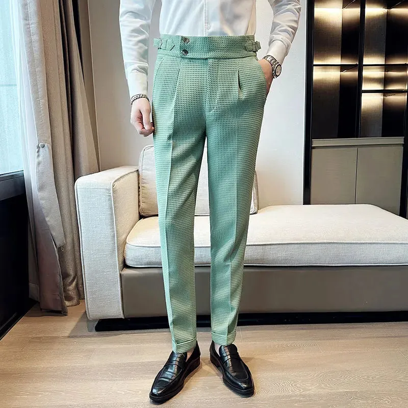 TEEK - Mens High Waisted Suit Pantalones