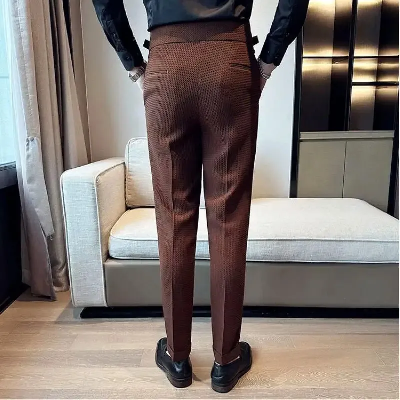 TEEK - Mens High Waisted Suit Pantalones