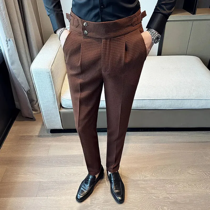 TEEK - Mens High Waisted Suit Pantalones