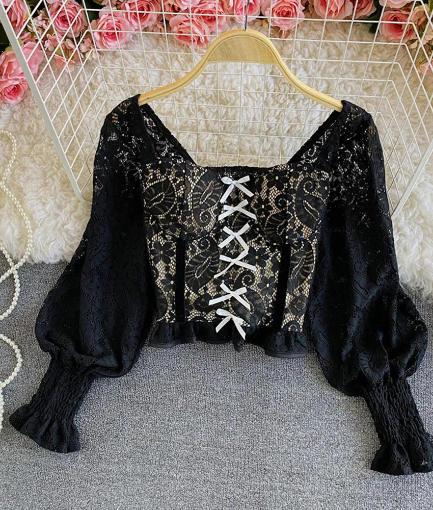 Tops long sleeve lace tops   S23