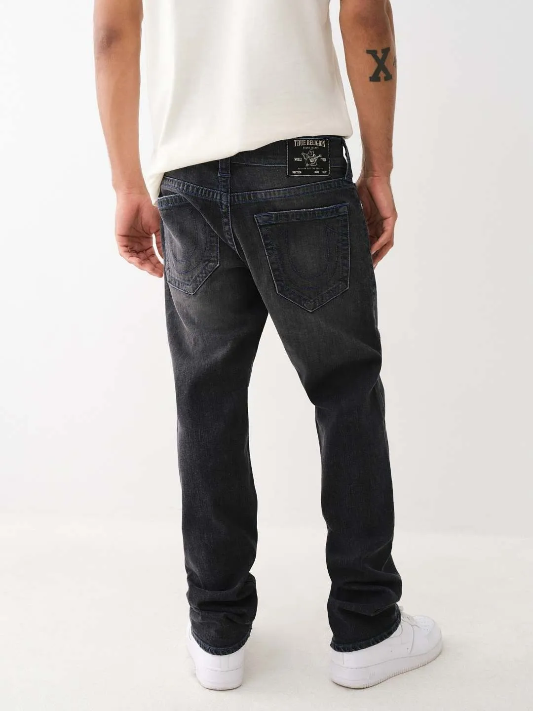 True Religion SN Ricky Straight Fit Black Mid-Rise Washed Jeans