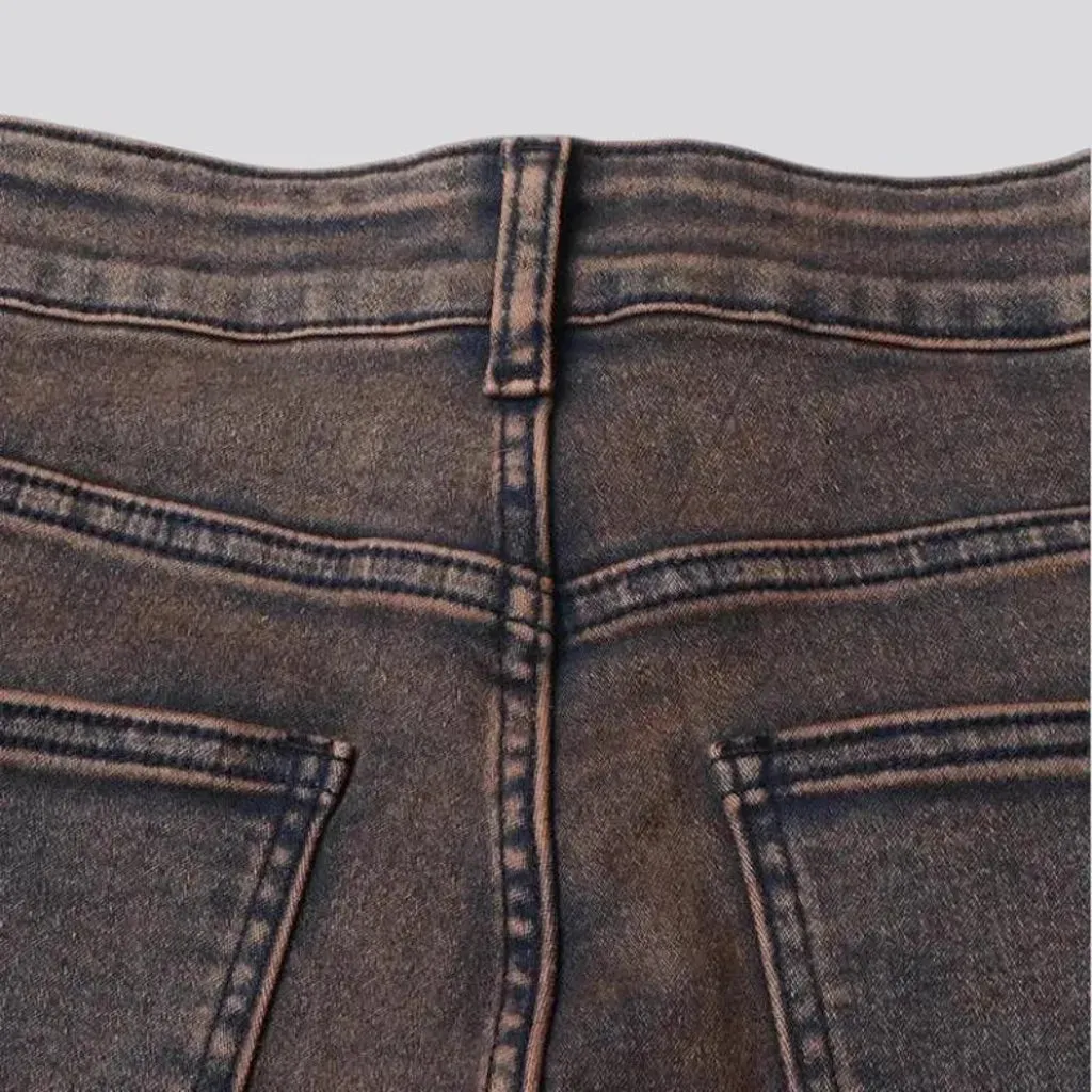 Vintage pattern cargo fit jeans for ladies