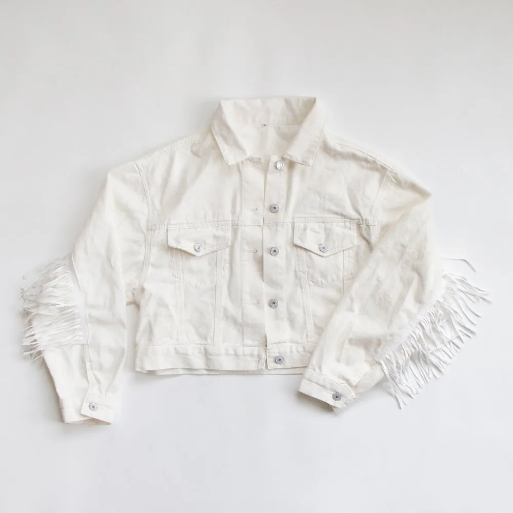 (White Fringe) Bridal Shower Fringe Jacket