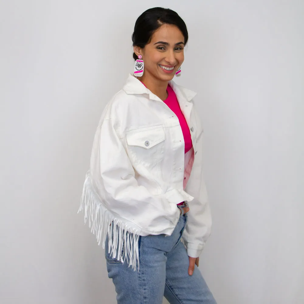 (White Fringe) Bridal Shower Fringe Jacket