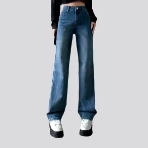 Wide-leg floor-length jeans for women