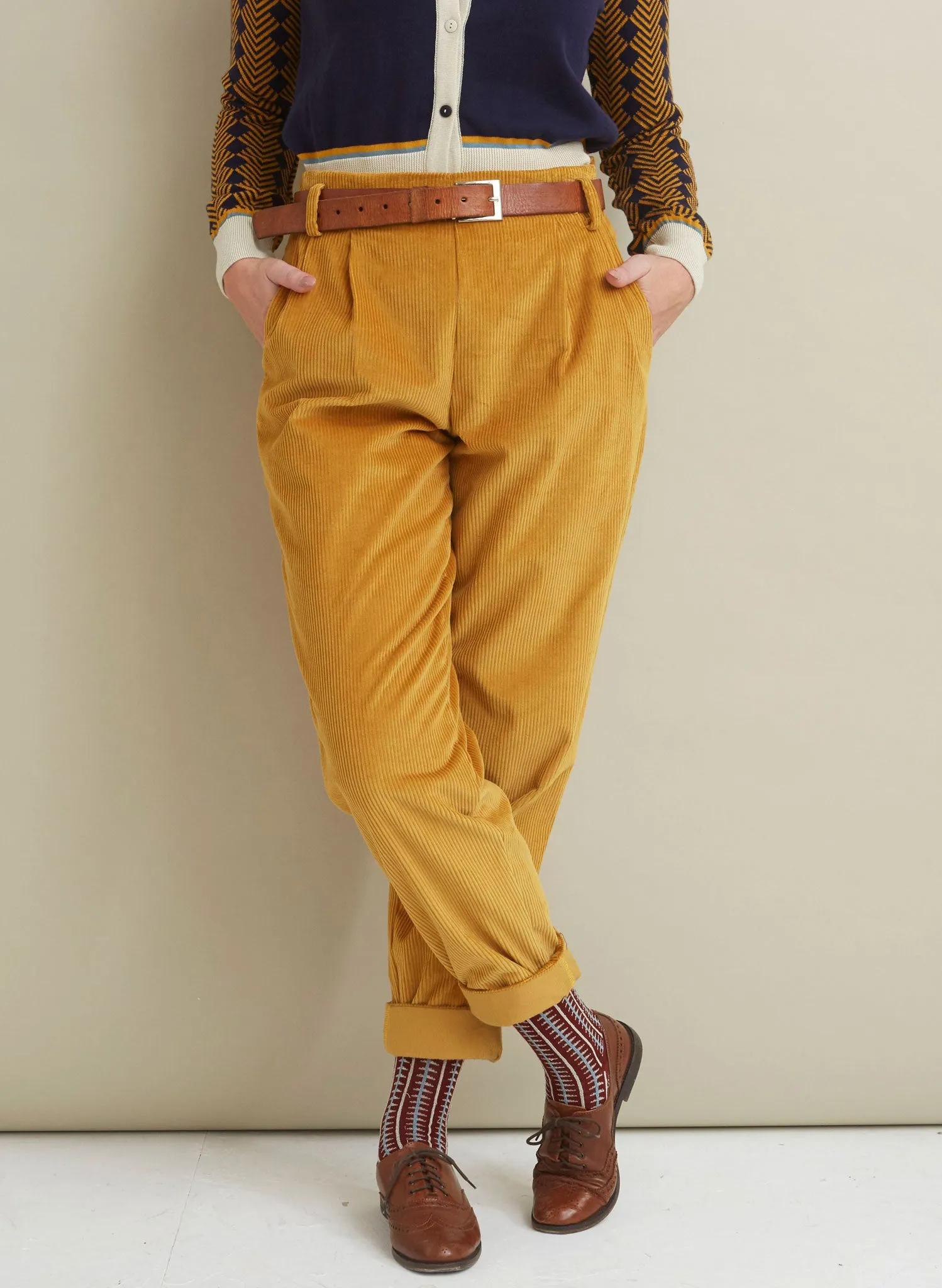 Wilma - Mustard Corduroy Trousers