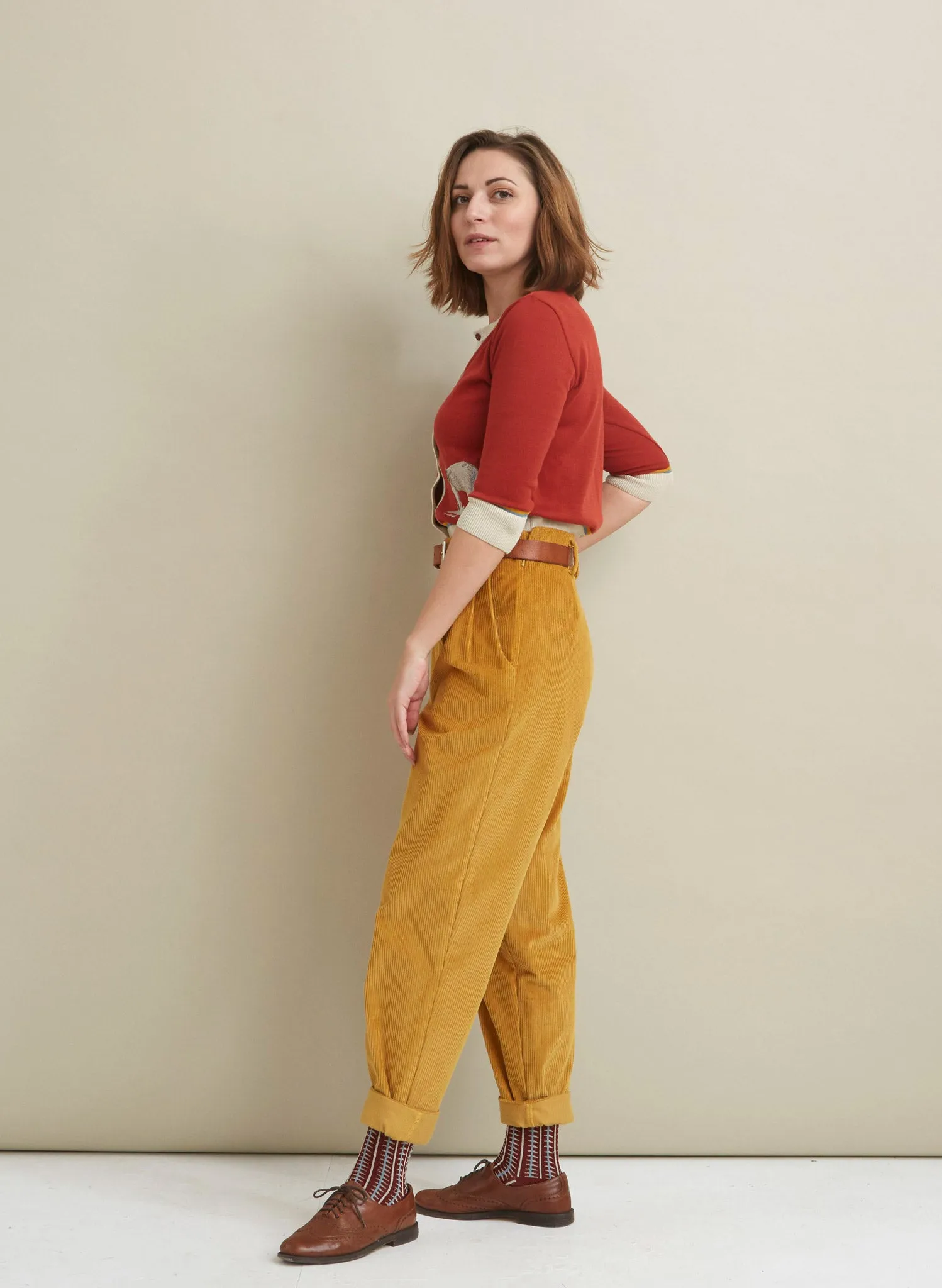 Wilma - Mustard Corduroy Trousers