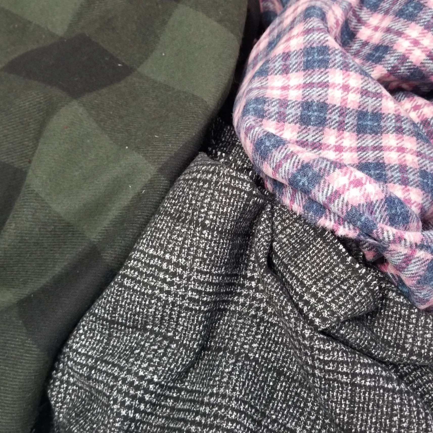 Wool Blend Melton Buffalo Plaid Green and Black Woven-Sold by the yard